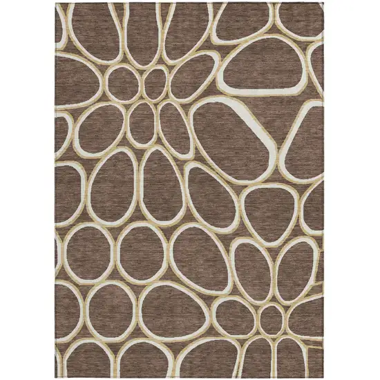 Black Ivory And Beige Abstract Washable Indoor Outdoor Area Rug Photo 8