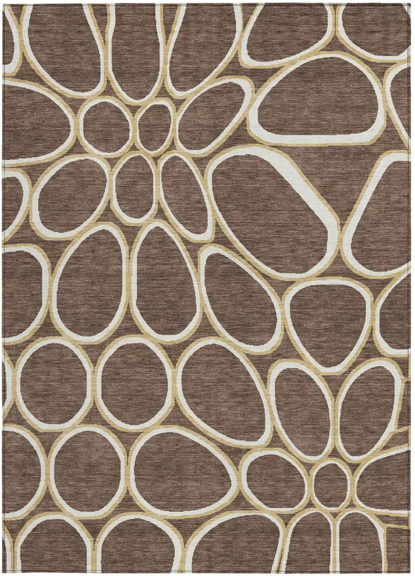 Black Ivory And Beige Abstract Washable Indoor Outdoor Area Rug Photo 8