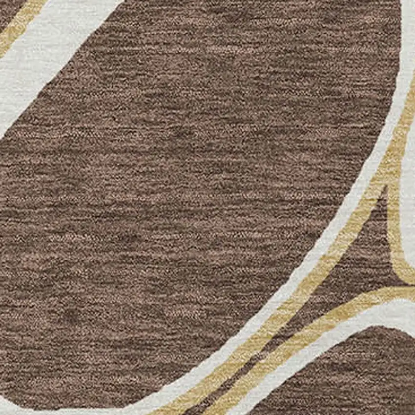 Black Ivory And Beige Abstract Washable Indoor Outdoor Area Rug Photo 6