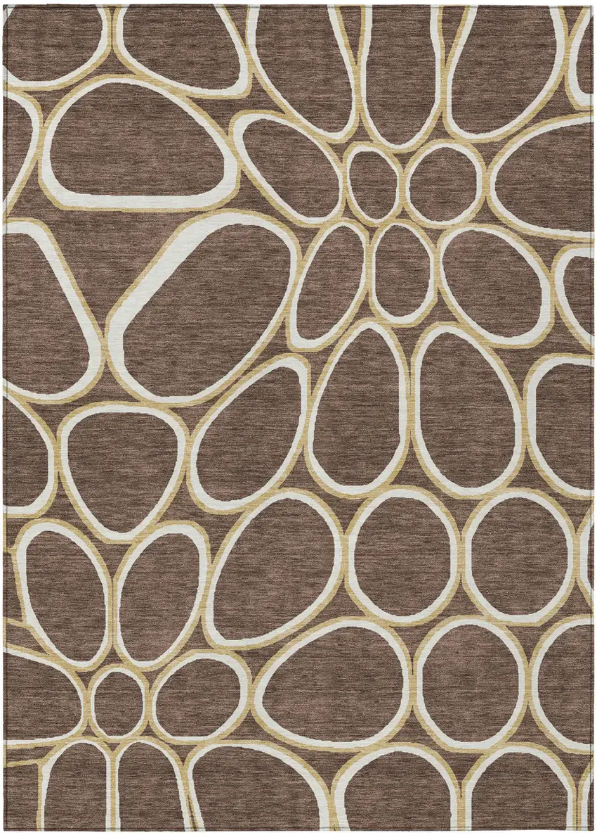 Black Ivory And Beige Abstract Washable Indoor Outdoor Area Rug Photo 2
