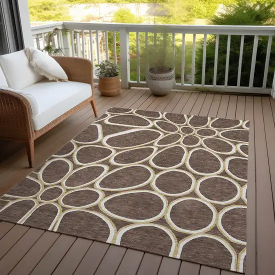 Black Ivory And Beige Abstract Washable Indoor Outdoor Area Rug Photo 9