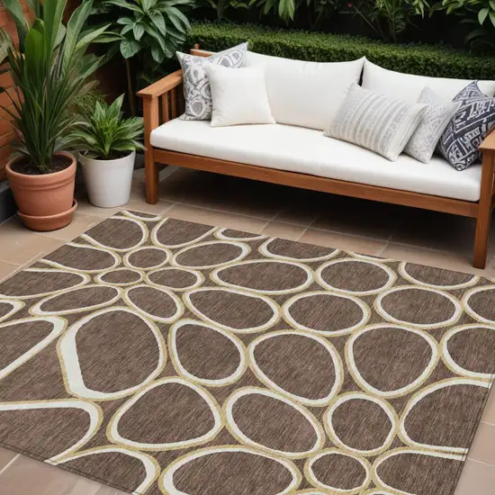 Black Ivory And Beige Abstract Washable Indoor Outdoor Area Rug Photo 1