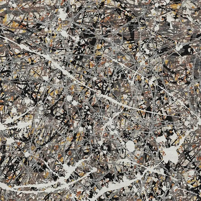 Black Ivory And Beige Abstract Washable Indoor Outdoor Area Rug Photo 2