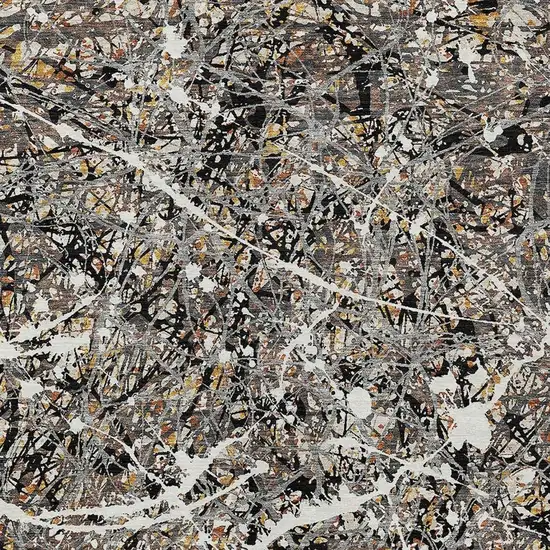 Black Ivory And Beige Abstract Washable Indoor Outdoor Area Rug Photo 2