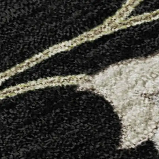 Black Ivory And Beige Floral Washable Area Rug With UV Protection Photo 2