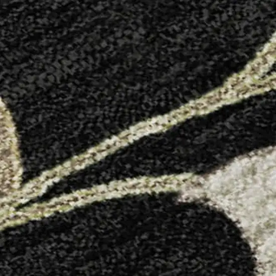 Black Ivory And Beige Floral Washable Area Rug With UV Protection Photo 2