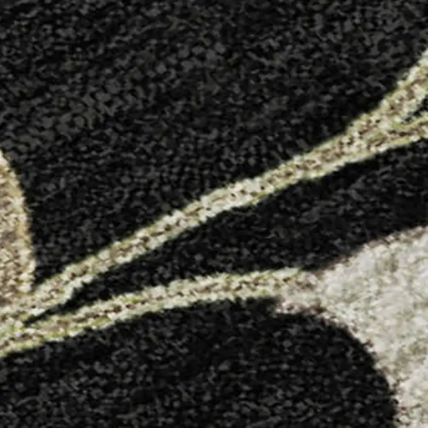 Black Ivory And Beige Floral Washable Area Rug With UV Protection Photo 2