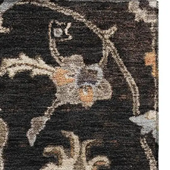 Black Ivory And Beige Floral Washable Area Rug With UV Protection Photo 4