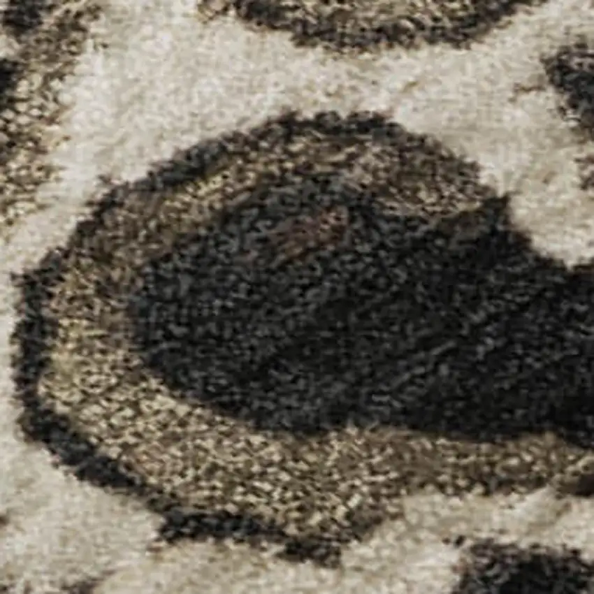 Black Ivory And Beige Floral Washable Area Rug With UV Protection Photo 2