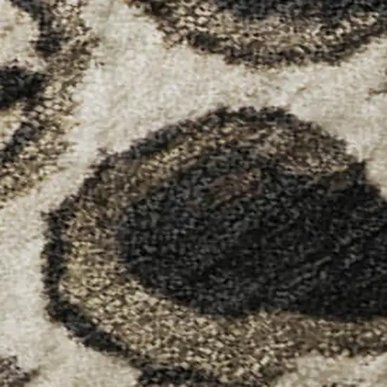 Black Ivory And Beige Floral Washable Area Rug With UV Protection Photo 2