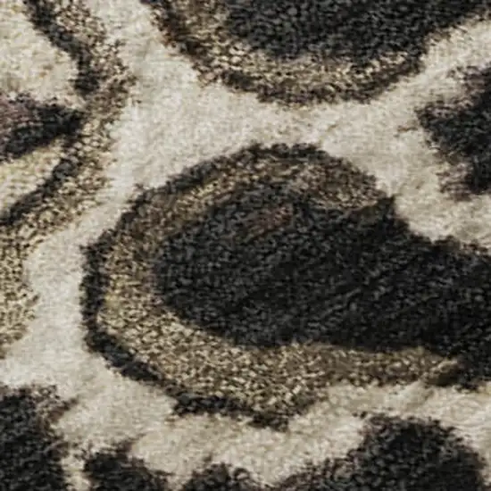 Black Ivory And Beige Floral Washable Area Rug With UV Protection Photo 2