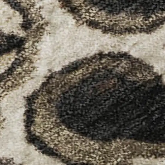 Black Ivory And Beige Floral Washable Area Rug With UV Protection Photo 2