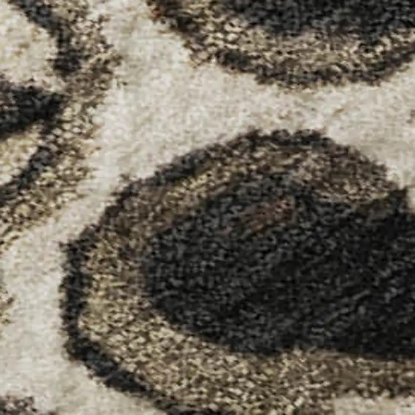 Black Ivory And Beige Floral Washable Area Rug With UV Protection Photo 2