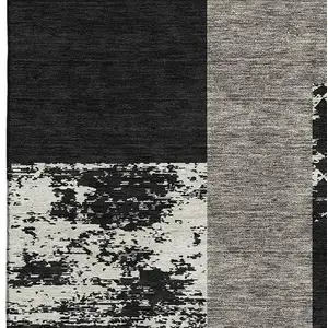 Photo of Black Ivory And Beige Geometric Washable Area Rug With UV Protection