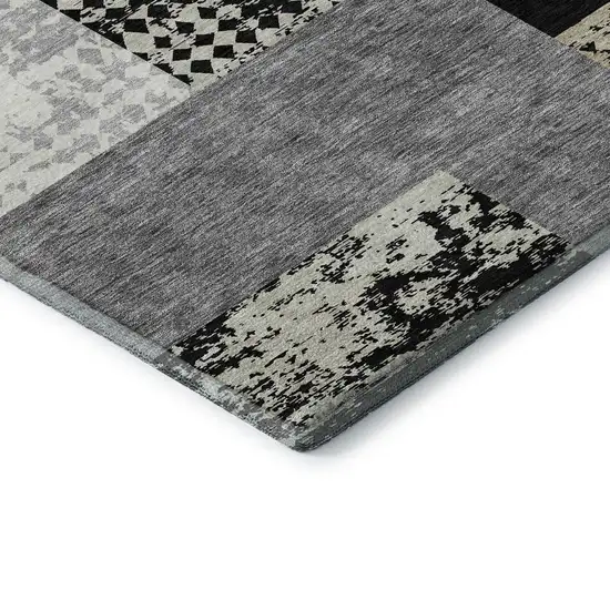 Black Ivory And Beige Geometric Washable Area Rug With UV Protection Photo 7