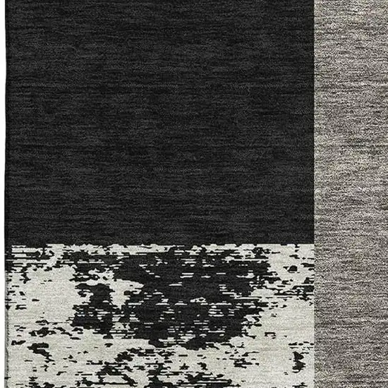 Black Ivory And Beige Geometric Washable Area Rug With UV Protection Photo 2