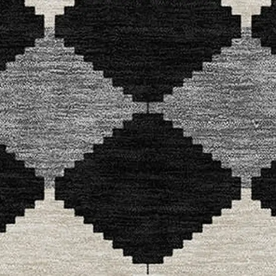 Black Ivory And Beige Geometric Washable Indoor Outdoor Area Rug Photo 5