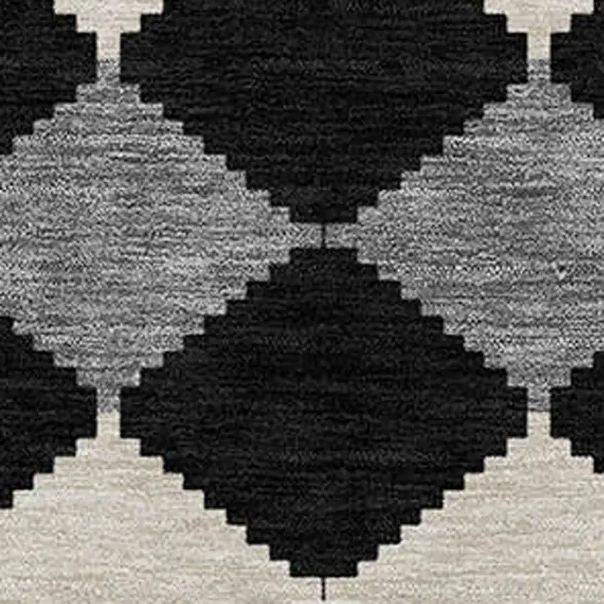 Black Ivory And Beige Geometric Washable Indoor Outdoor Area Rug Photo 5