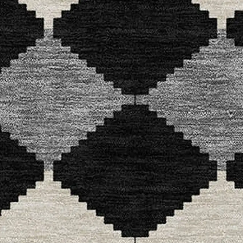 Black Ivory And Beige Geometric Washable Indoor Outdoor Area Rug Photo 5