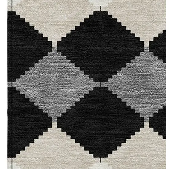 Black Ivory And Beige Geometric Washable Indoor Outdoor Area Rug Photo 7