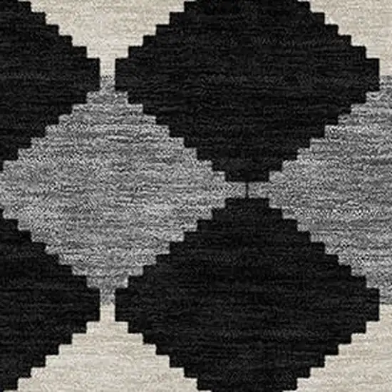 Black Ivory And Beige Geometric Washable Indoor Outdoor Area Rug Photo 5