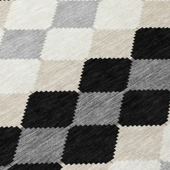Black Ivory And Beige Geometric Washable Indoor Outdoor Area Rug Photo 6