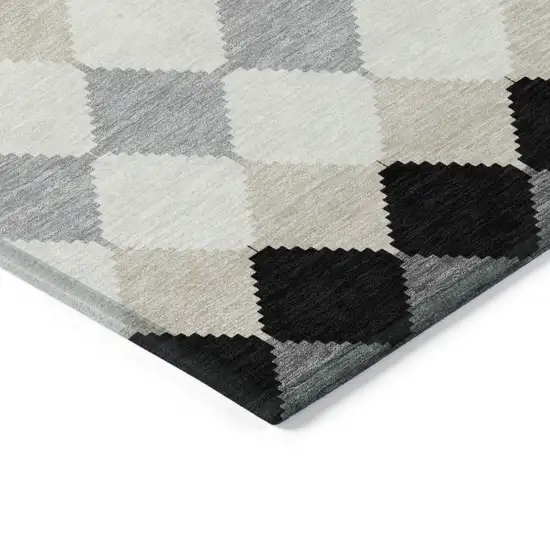 Black Ivory And Beige Geometric Washable Indoor Outdoor Area Rug Photo 4