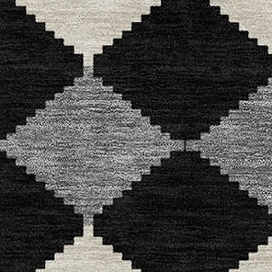 Black Ivory And Beige Geometric Washable Indoor Outdoor Area Rug Photo 6