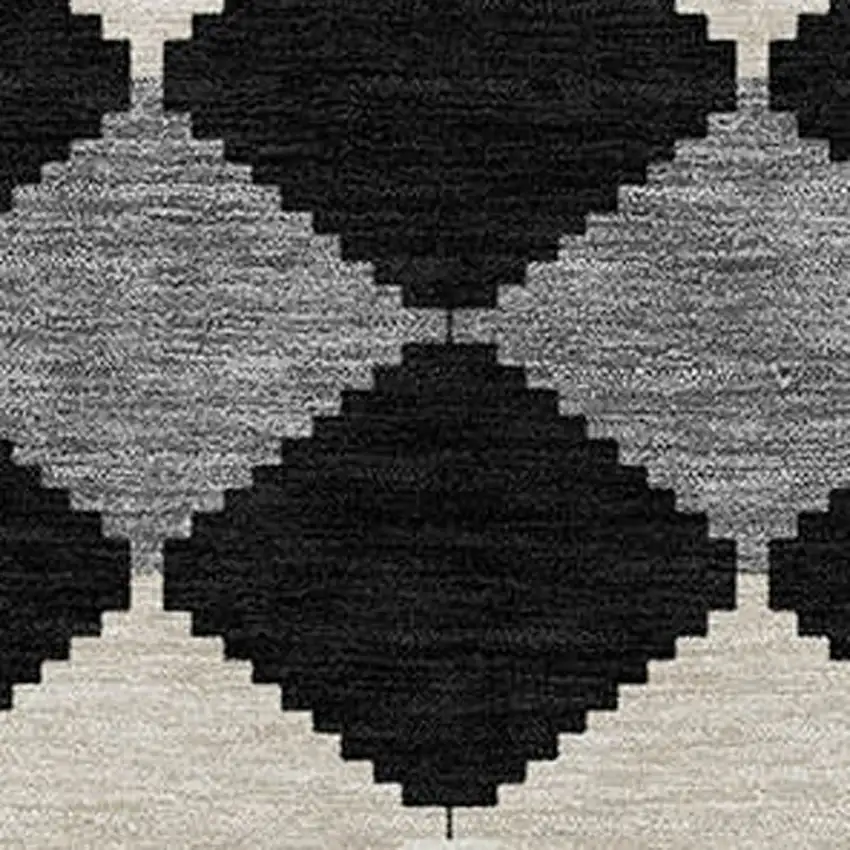 Black Ivory And Beige Geometric Washable Indoor Outdoor Area Rug Photo 5