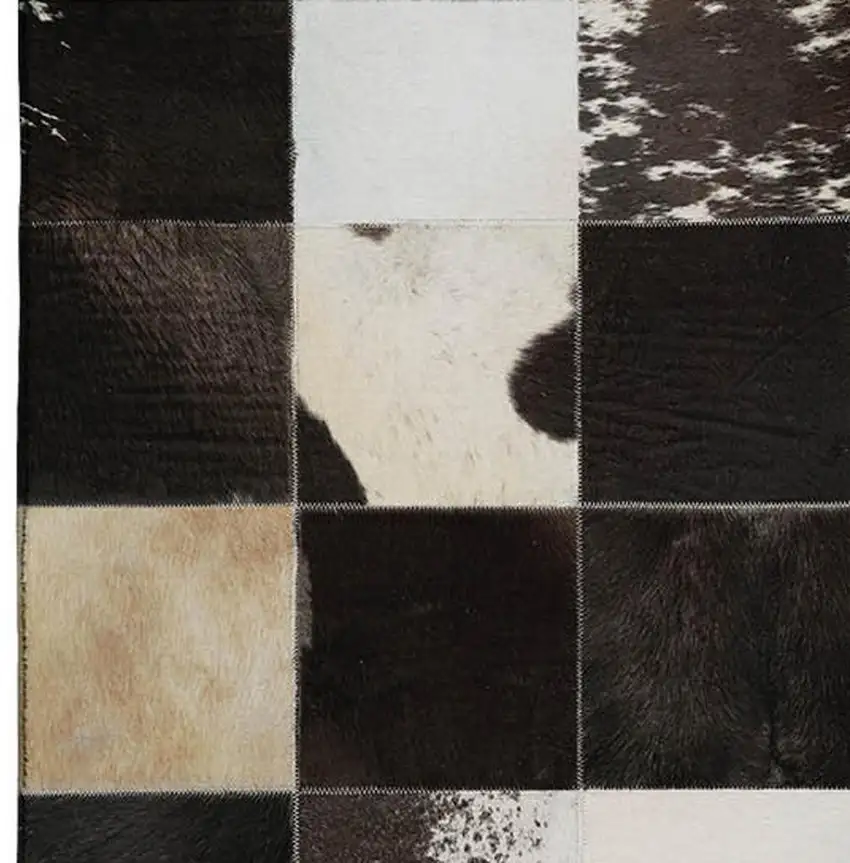 Black Ivory And Beige Patchwork Washable Area Rug With UV Protection Photo 4