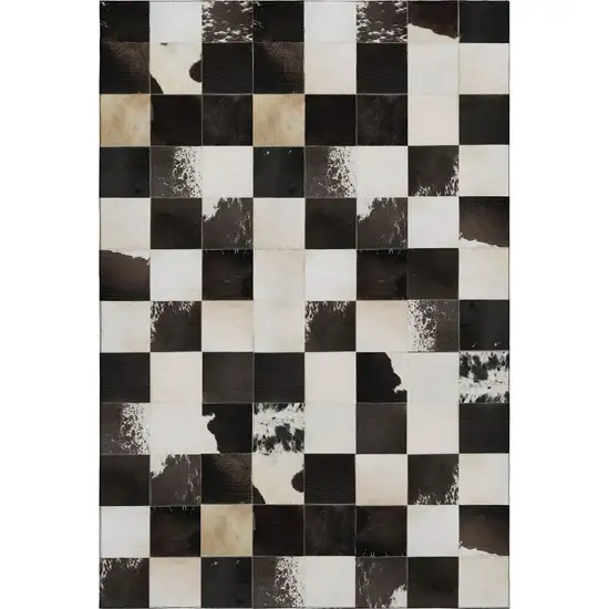 Black Ivory And Beige Patchwork Washable Area Rug With UV Protection Photo 2