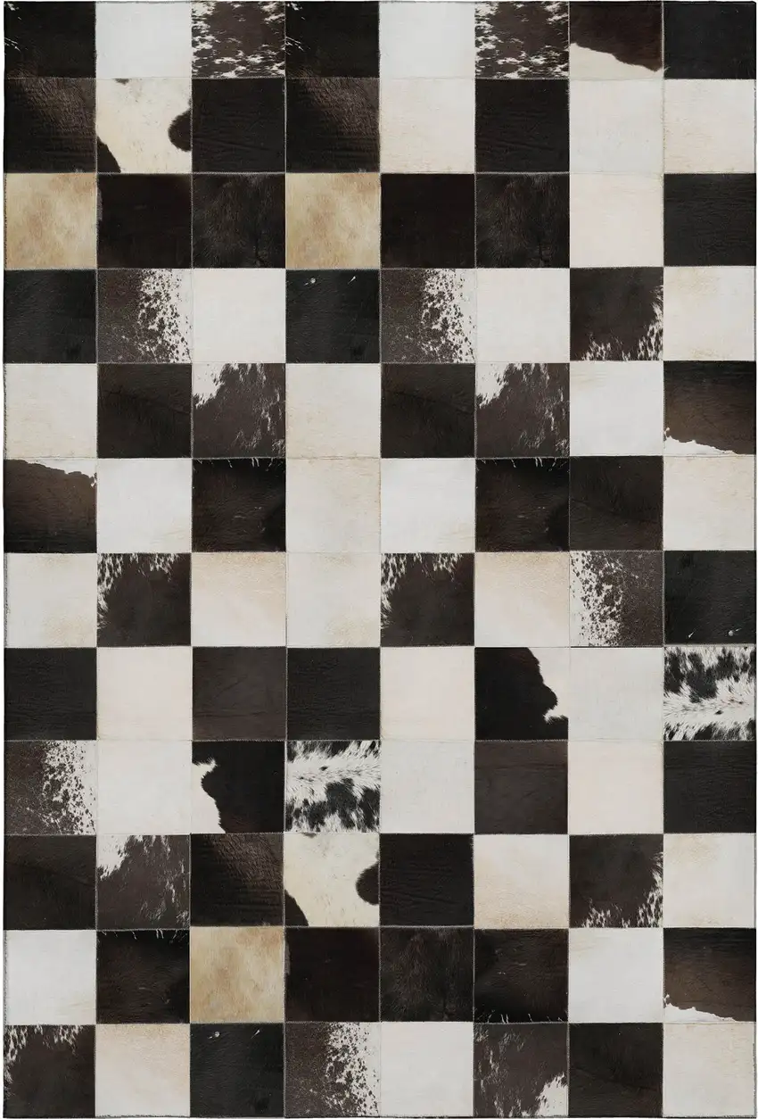 Black Ivory And Beige Patchwork Washable Area Rug With UV Protection Photo 2