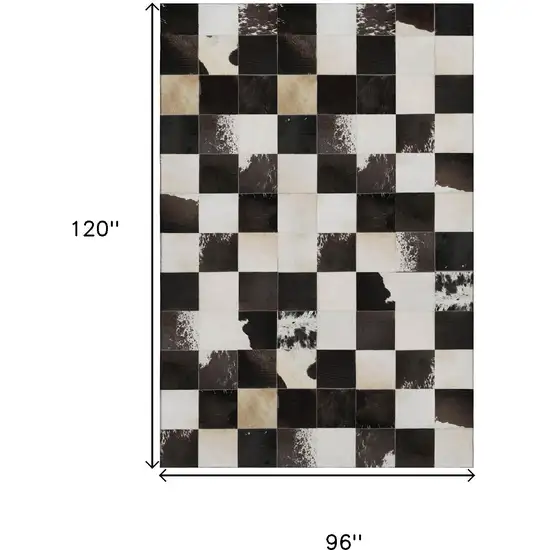 Black Ivory And Beige Patchwork Washable Area Rug With UV Protection Photo 3