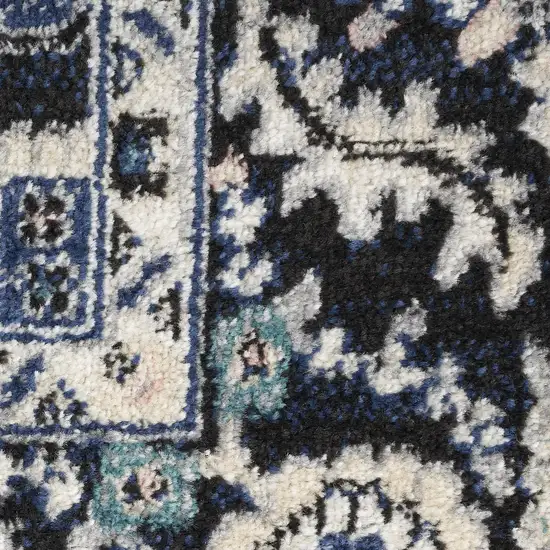 Black Ivory And Blue Floral Area Rug Photo 3