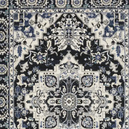 Black Ivory And Blue Floral Area Rug Photo 8