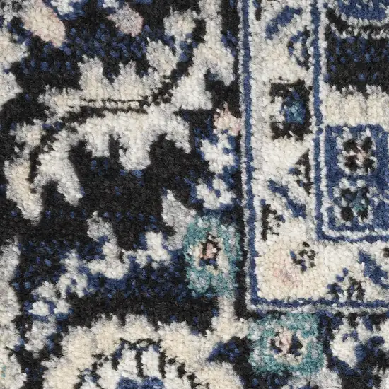 Black Ivory And Blue Floral Area Rug Photo 4