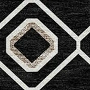 Photo of Black Ivory And Blue Geometric Washable Indoor Outdoor Area Rug