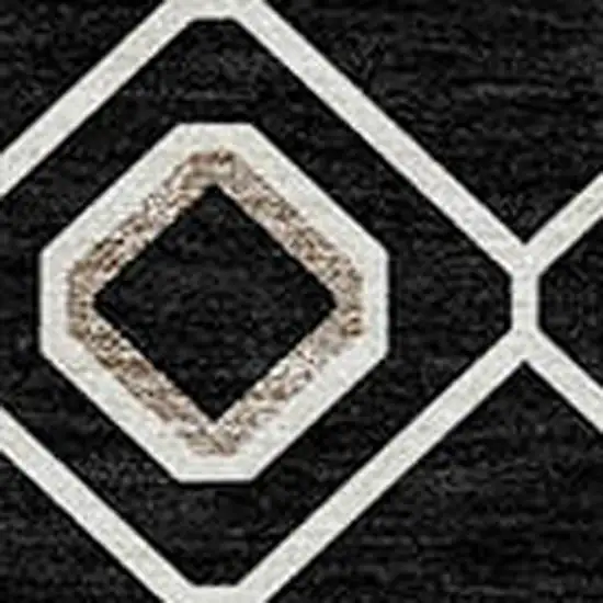Black Ivory And Blue Geometric Washable Indoor Outdoor Area Rug Photo 6