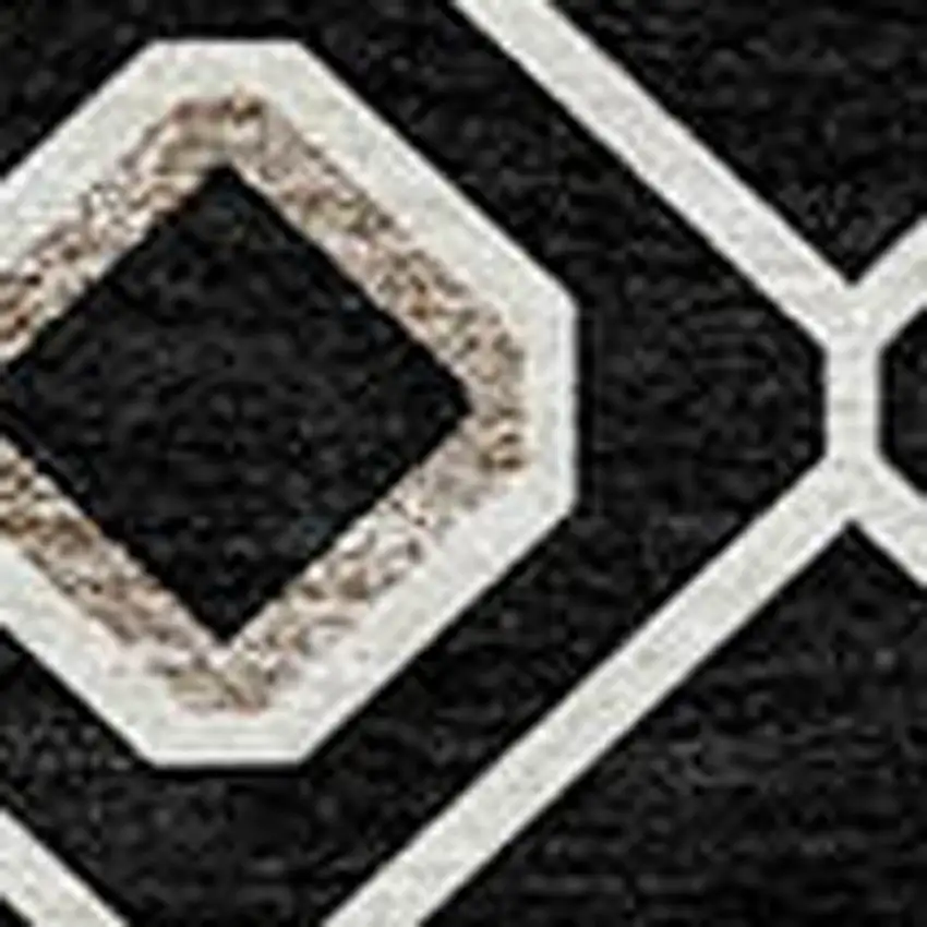Black Ivory And Blue Geometric Washable Indoor Outdoor Area Rug Photo 5