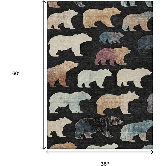 Black Ivory And Brown Animal Print Washable Indoor Outdoor Area Rug Photo 3