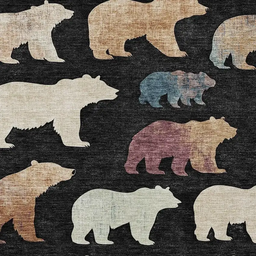 Black Ivory And Brown Animal Print Washable Indoor Outdoor Area Rug Photo 4