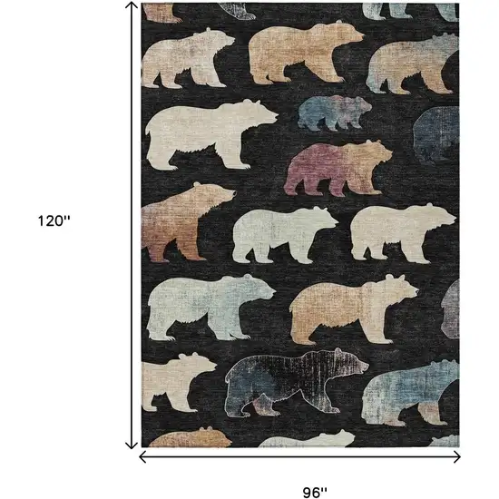 Black Ivory And Brown Animal Print Washable Indoor Outdoor Area Rug Photo 3