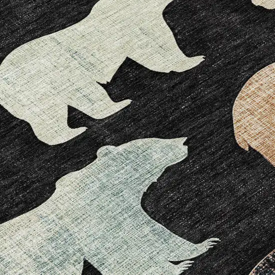 Black Ivory And Brown Bear Washable Indoor Outdoor Area Rug Photo 7