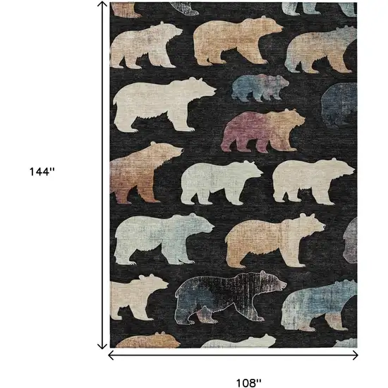 Black Ivory And Brown Animal Print Washable Indoor Outdoor Area Rug Photo 3