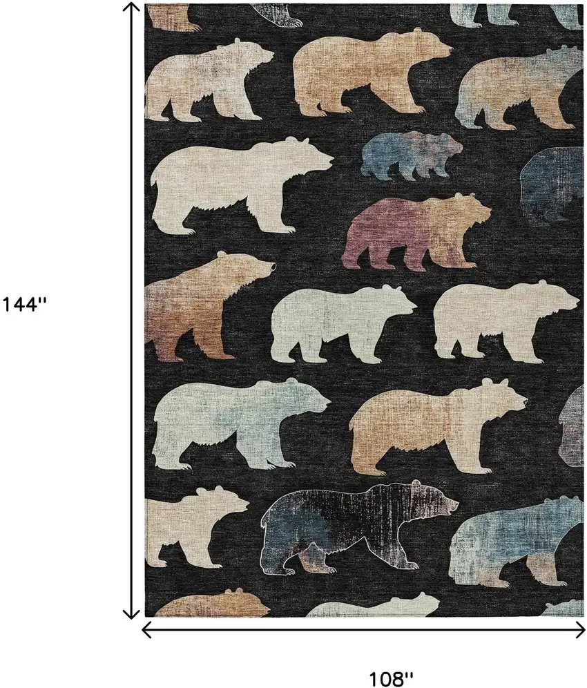 Black Ivory And Brown Animal Print Washable Indoor Outdoor Area Rug Photo 3