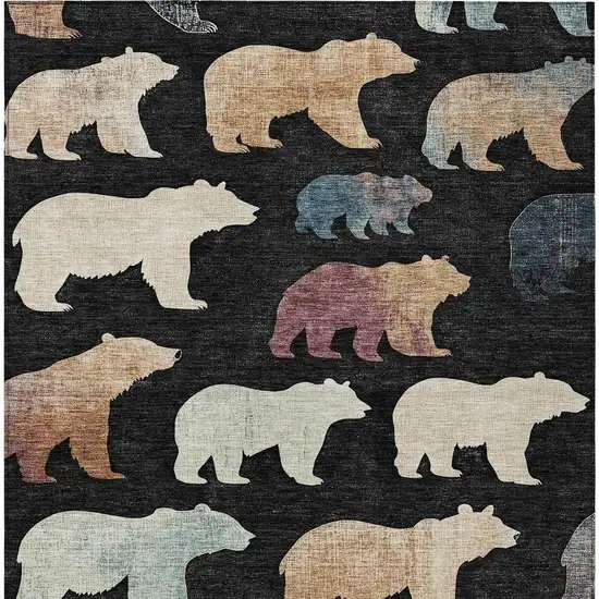Black Ivory And Brown Bear Washable Indoor Outdoor Area Rug Photo 6