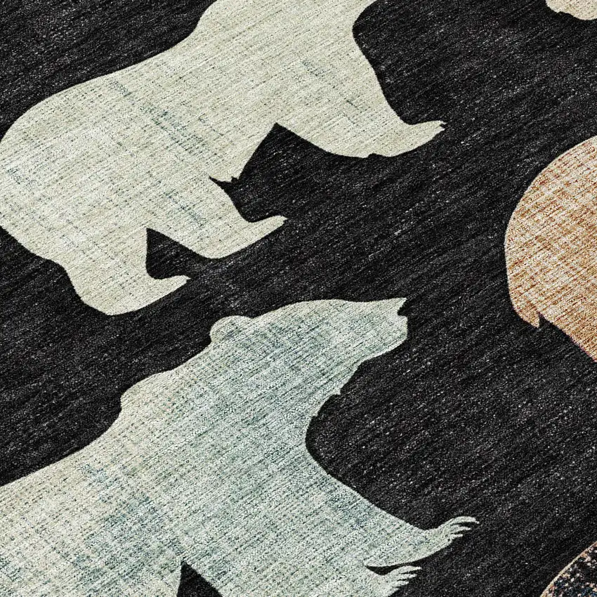 Black Ivory And Brown Bear Washable Indoor Outdoor Area Rug Photo 9