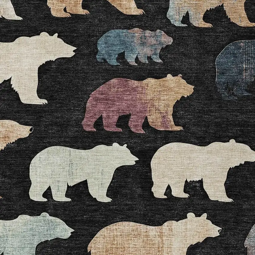 Black Ivory And Brown Animal Print Washable Indoor Outdoor Area Rug Photo 4