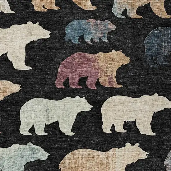 Black Ivory And Brown Animal Print Washable Indoor Outdoor Area Rug Photo 4