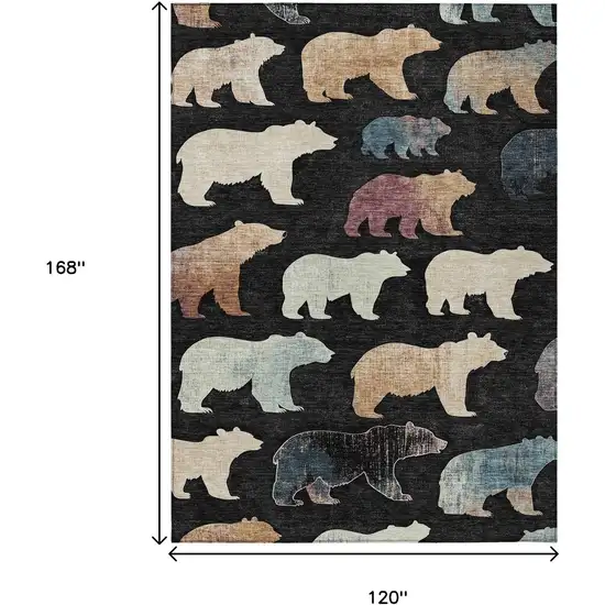 Black Ivory And Brown Animal Print Washable Indoor Outdoor Area Rug Photo 3